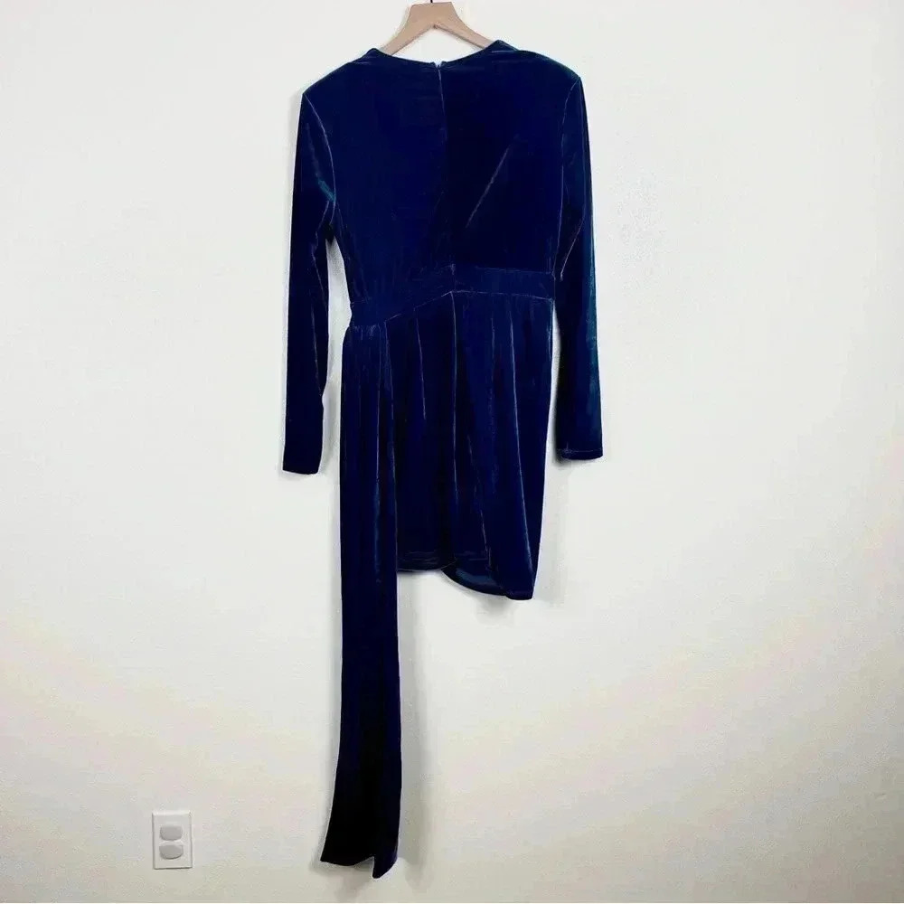 NWT Fashion Nova Teal Velvet Texture Dress - Picture 2 of 7